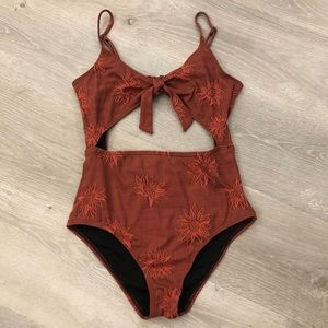 ‼️SOLD‼️ Sunflower Embroidery One Piece Swimsuit